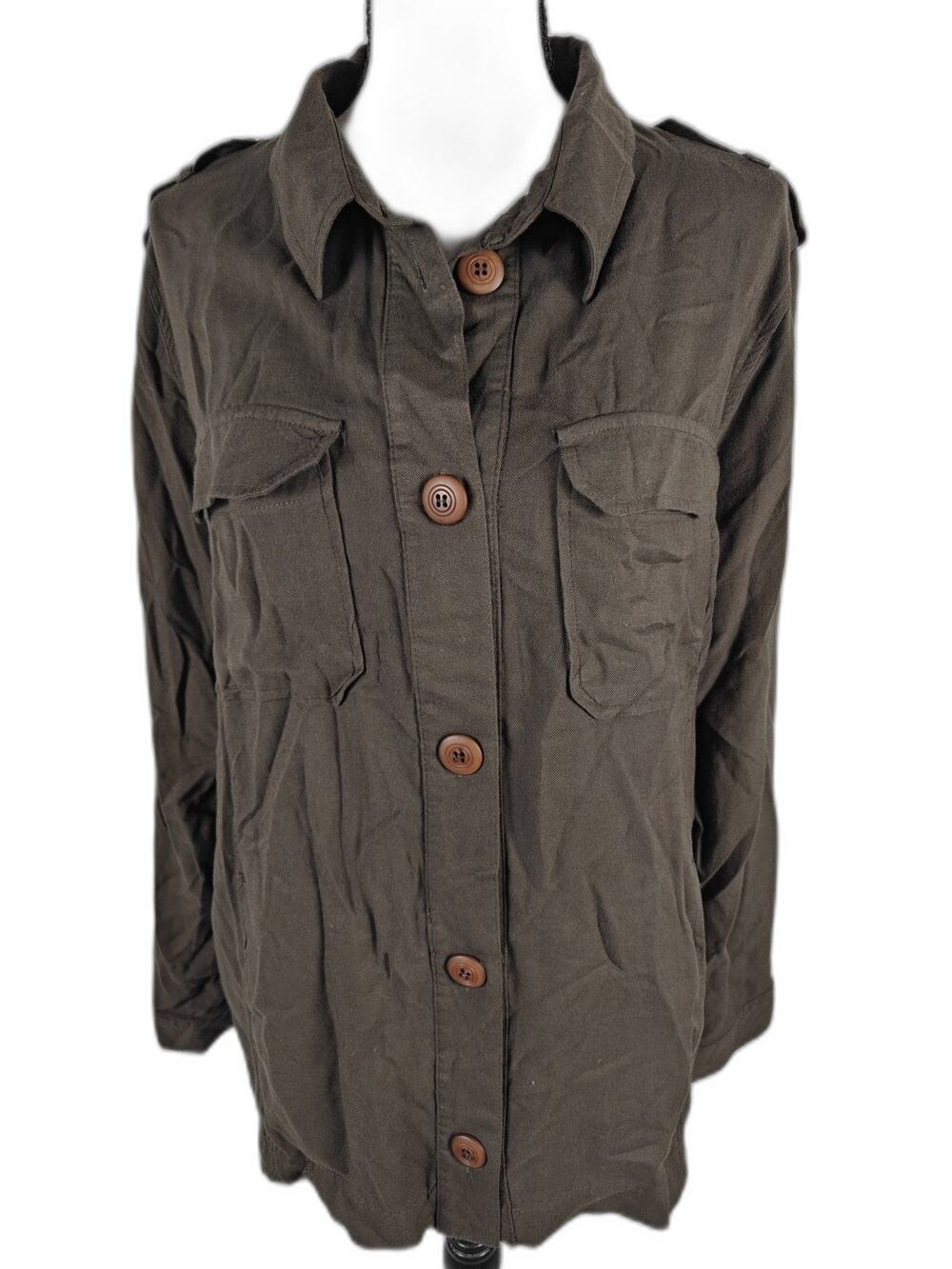 Women’s Harlowe & Graham Utility Shirt Jacket Brown Size M